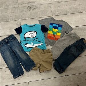 Boys 2T lot jeans shorts and tee